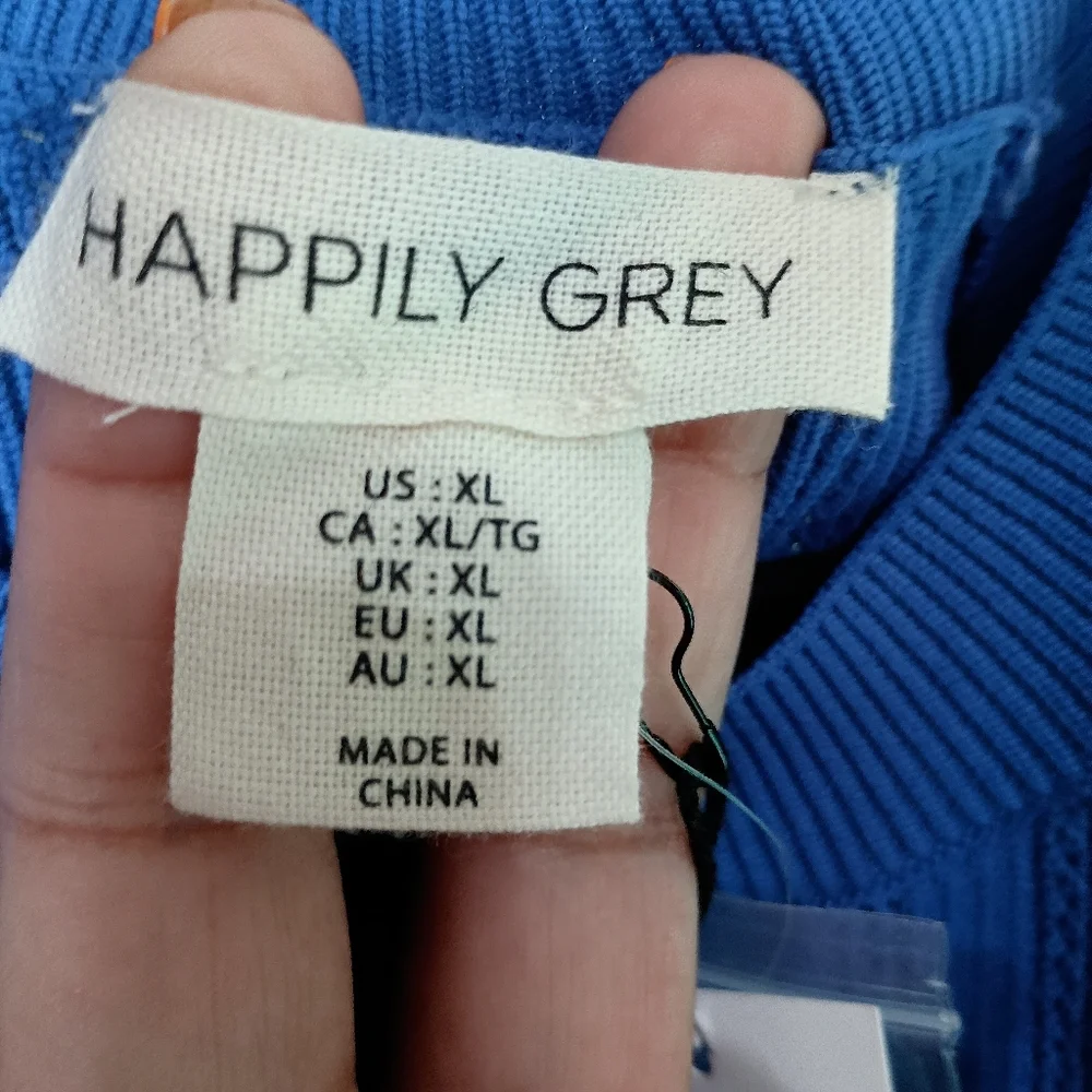 Happily Grey Blue Knit Sleeveless Top – Size XL – NWT